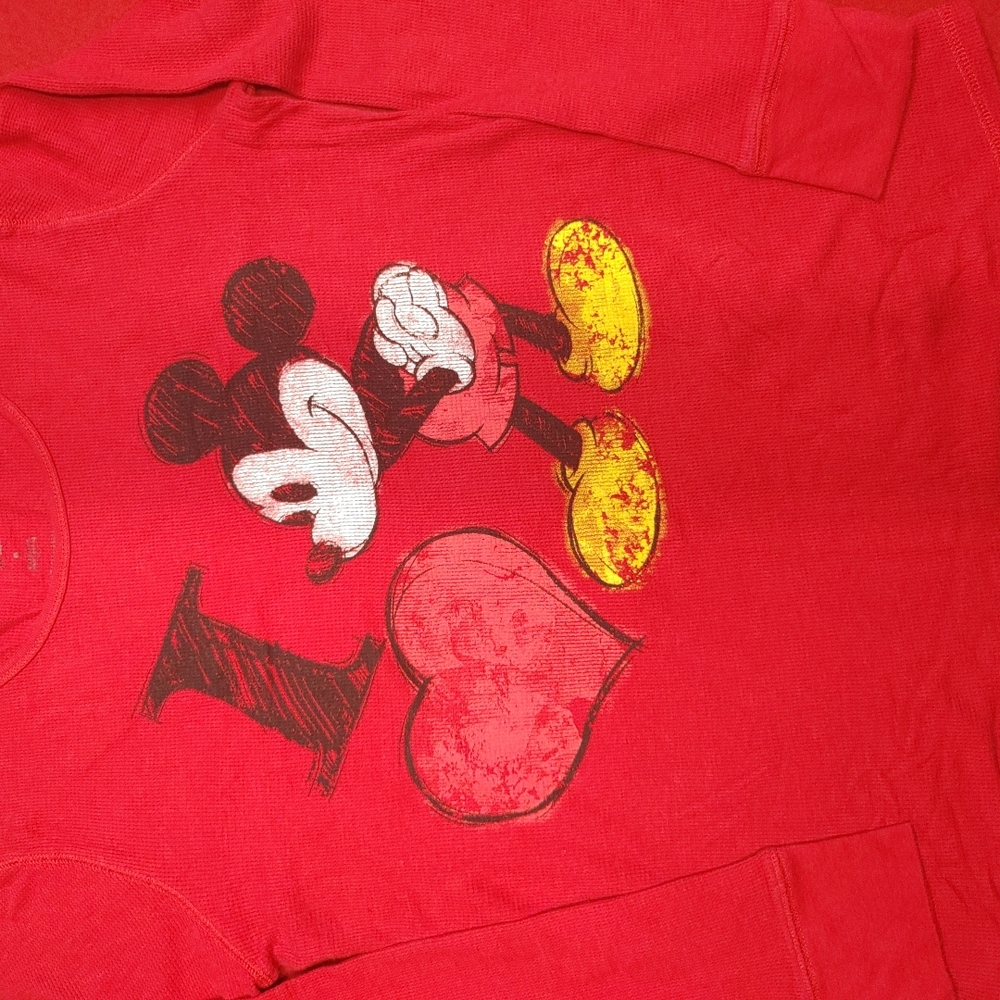 Disney Red Long Sleeve Mickey Mouse Tee
